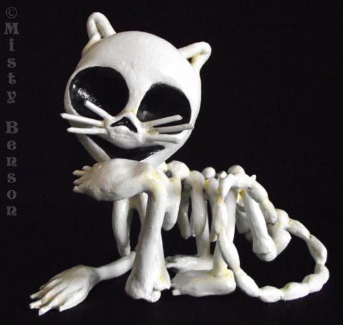 skeleton sculpture art dog cat skull tv day of the dead gothic fantasy 