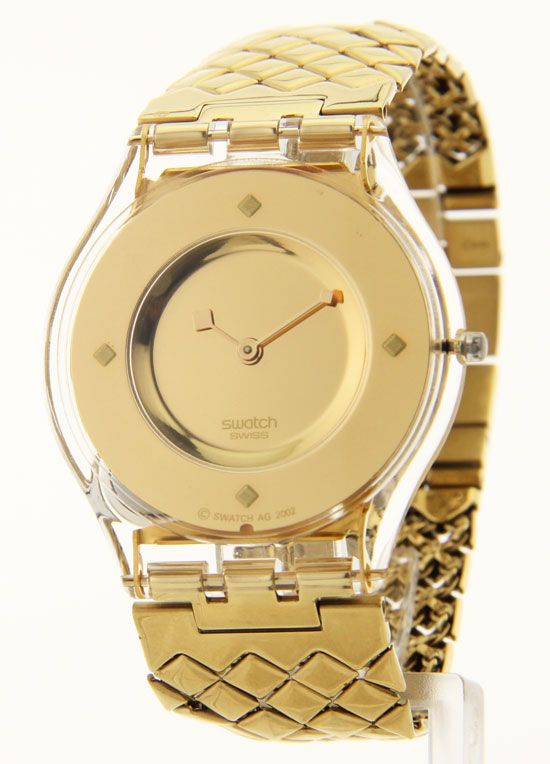 Womens Swatch Gold Plated Metal Swiss SFK184A Fashion Watch New 