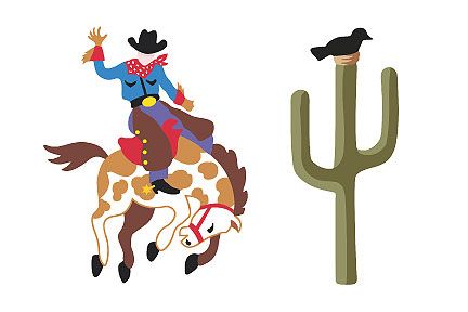WALLIES 25 OLIVE KIDS RIDEM COWBOY Horse Cactus CUTOUT  