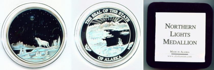 ALASKA SILVER OFFICIAL NORTHERN LIGHTS MEDALLION  