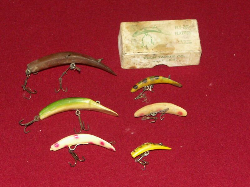 VINTAGE SIX HELIN FLATFISH LURE LOT  