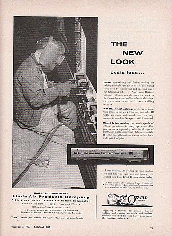 1956 Oxweld Ad Chicago & Eastern Illinois Railroad  