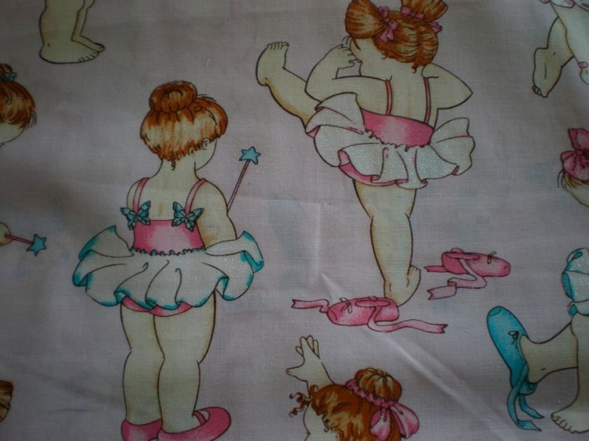 BALLERINA BALLET BABY 100% COTTON FABRIC GLITTER fq  