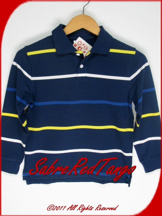 NWT HANNA ANDERSSON STRIPED LS POLO NAVY MULTI 110 6  