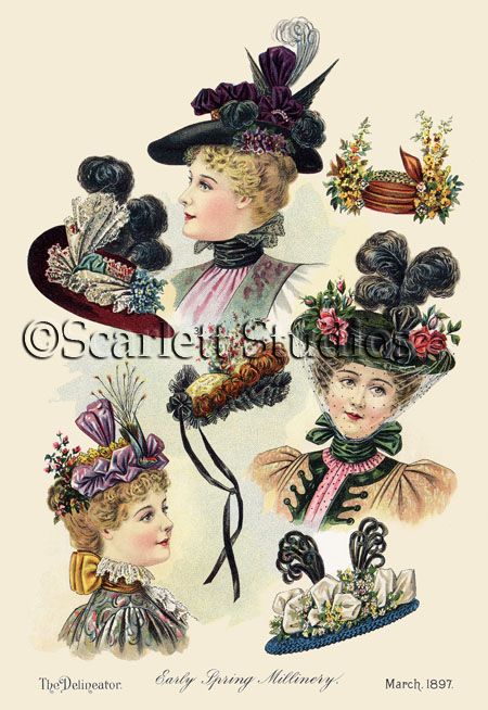 VICTORIAN HAT LADIES   GICLEE PRINT   8X12   1897 HAT FASHION  