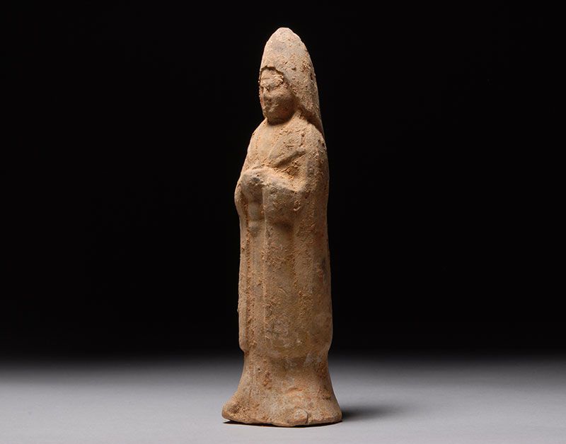 Ancient Chinese Tang pottery attendant figure 900 A.D.  