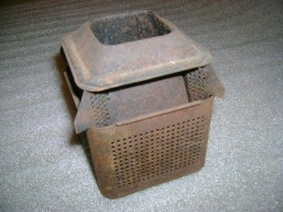 Unusual Antique Metal Lamp Base Font Square  