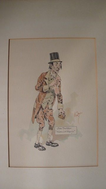 1895 ORIGINAL KYD WATERCOLOR DRAWING DICKENS, CLARKE  