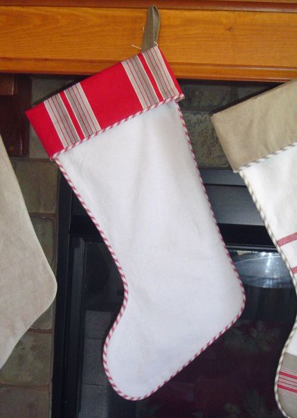 Christmas Stocking Vintage French Ticking & Grain Sack  