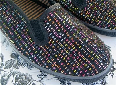 NEW Nanette Lepore Keds black multi sequin flats 8.5  