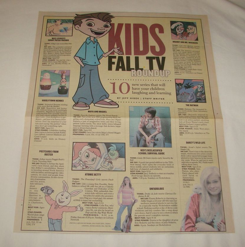 2004 newspaper article~ HIGGLYTOWN HEROES, BATMAN, more  