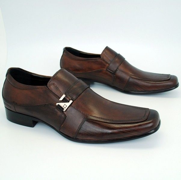 NEW KENNETH COLE CHECK N BALANCE LE COGNAC SLIP ON LEATHER MENS 