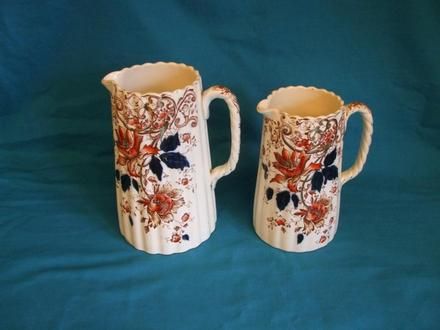 Graded Vintage Staffordshire Pottery Jugs Imari Style Durham 