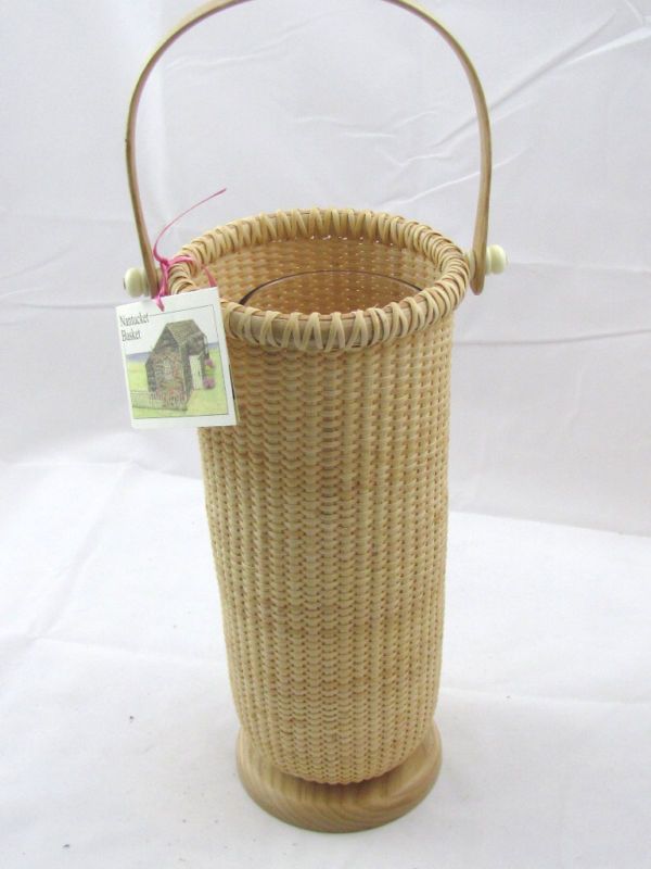 Hancock 11 Nantucket Basket Flower Vase White Ash Wood  