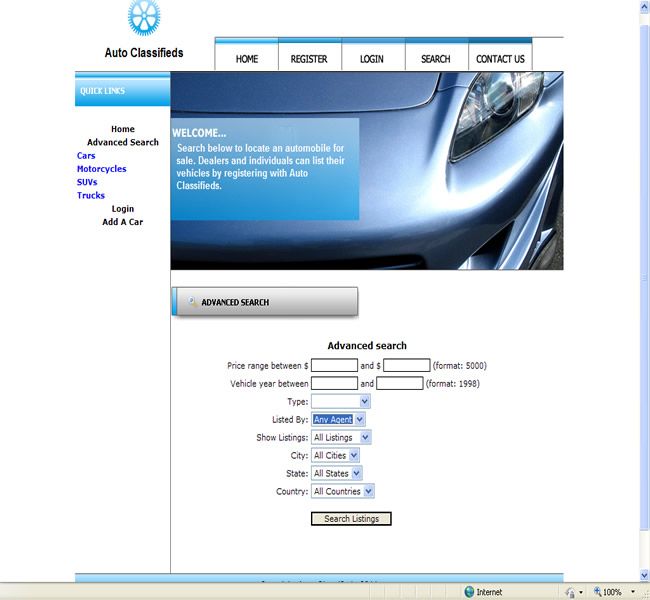 Turnkey Automotive Classified Ads Website Template  