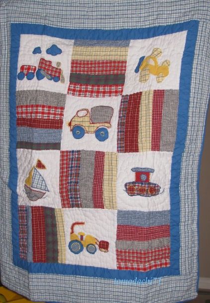 NOJO BOY TRANSPORTATION CRIB QUILT AIRPLANE TRAIN  