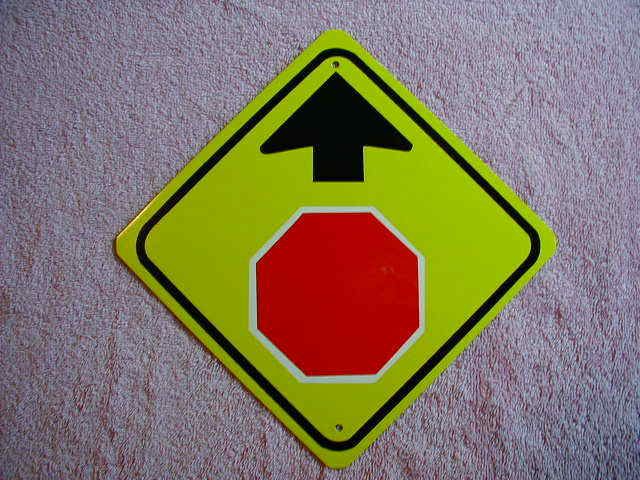 METAL MINI STOP AHEAD TRAFFIC SIGNS MINIATURE SIGN  