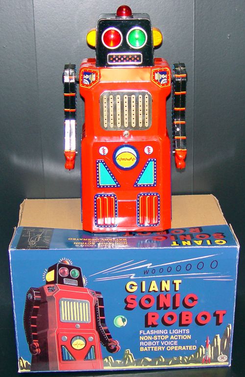 Working Masudaya SONIC ROBOT Train Gang of Five Tin Toy  