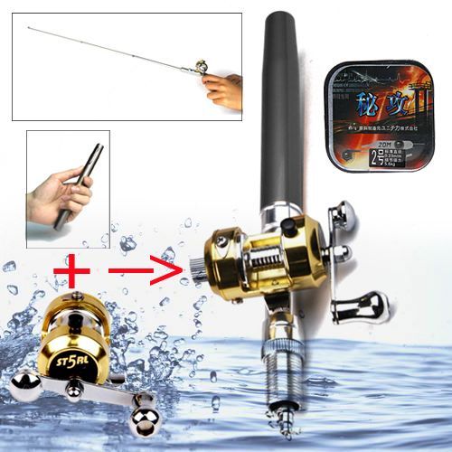 NEW Mini Fishing Fish Rod Pen Reel Pole Fly Stick Ice  