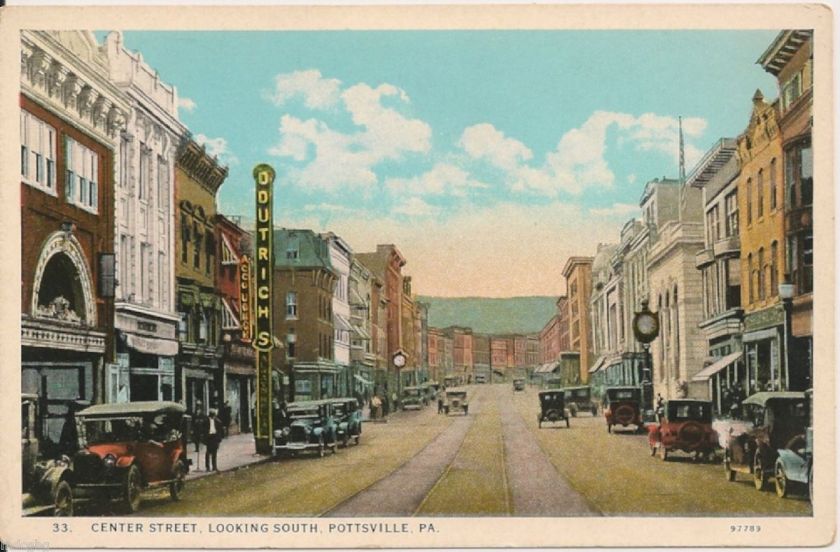 Center Street Looking South Pottsville PA Postcard  