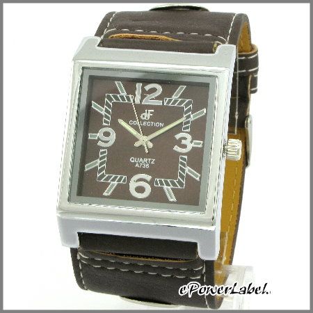 P59 STEEL Men/Women WATCH BLACK LEATHER WIDE CUFF  