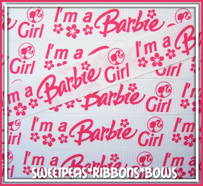 Im a Barbie Girl HEAD Shock Pink grosgrain ribbon 3  