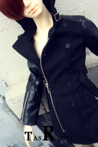 SD13/10 BJD LongMatch Coat with PU Leather Sleeve /Jacket/Clothes 