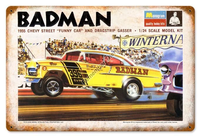 BADMAN 1955 Chevy Funny Car Tom Daniels metal sign  