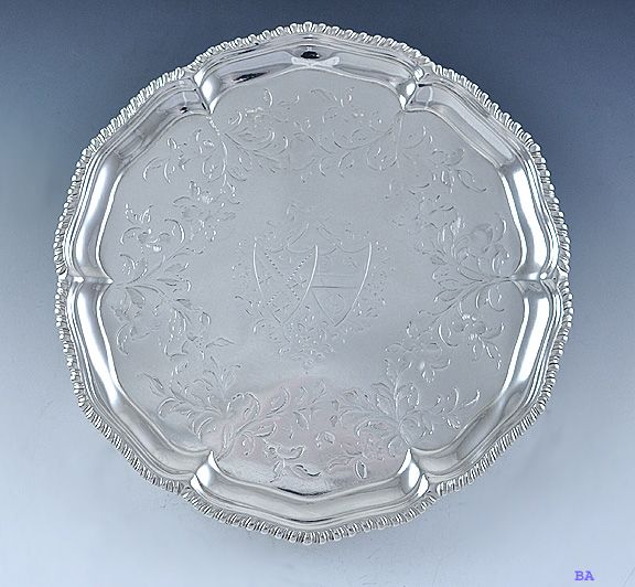 English Georgian 1767 Sterling Silver Salver / Tray  