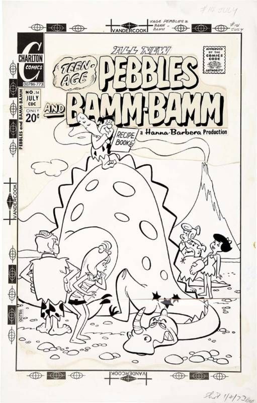 CHARLTON COMICS PRODUCTION COVER,Barney Betty Rubble 2  