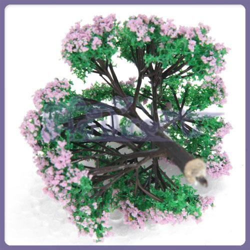 BEAUTIFUL 4 FRUIT Trees Pink Flowers Dollhouse Garden Park Scenery 