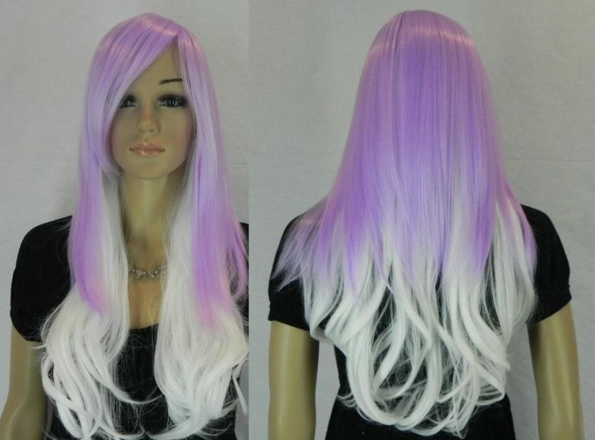 Beautiful WOMENS PURPLE & WHITE COSPLAY WIG GD02  