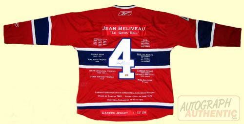 Autographed Jean Beliveau Career Jersey 5/299 LTD ED  