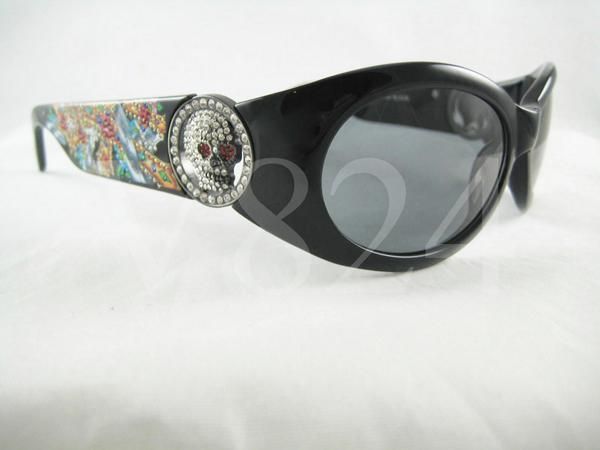 ED HARDY EHS 032 Sunglass KING Blk w Grey EHS032 BLACK  