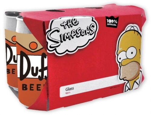 THE SIMPSONS   DUFF BEER   6 PACK BEER CAN LOOK GLASSES  