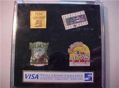 1997 Visa TRIPLE CROWN CHALLENGE 4 PIN SET in box (FOUR PINS) 1.12 