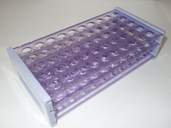 Plastic test tube rack 50 tubes dia. 13 mm New  