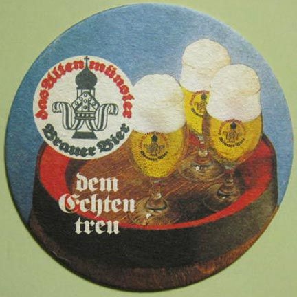 ALTENMUNSTER BRAUER BIER old beer coaster, Mat GERMANY  