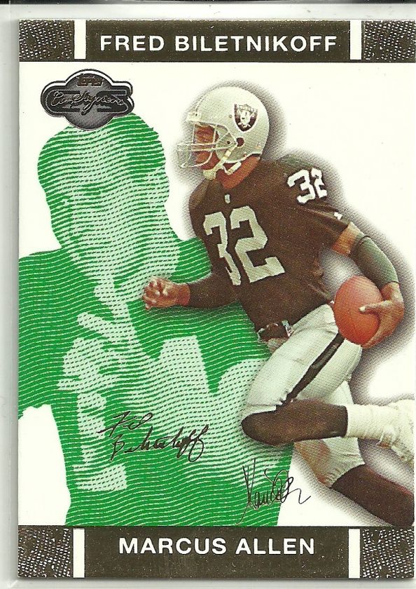 Marcus Allen Fred Biletnikoff 2007 Topps Co Signers Gold Grn Fascimile 