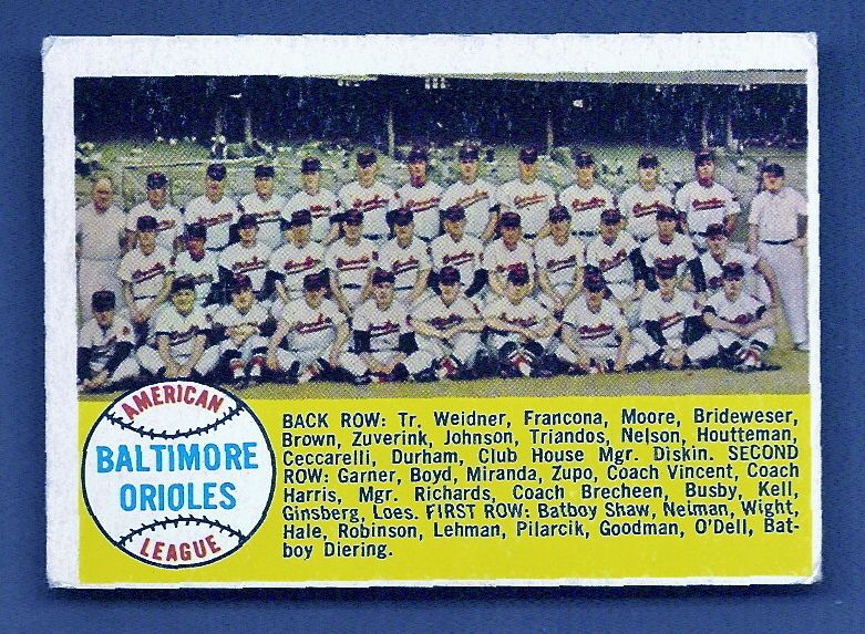 1958 Topps #408 Baltimore Orioles Team Alpha Ck VGEX+  