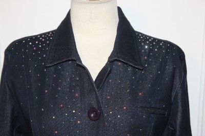 Christine Alexander Black Denim Jacket Swarovski Crystal sz.S NEW 