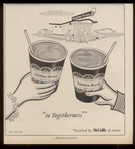 1956 Tastee Freez ice cream restaurant cartoon vintage print ad  