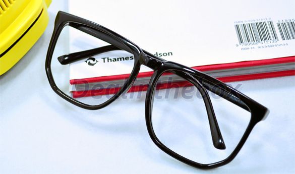 Large Square Fashion Clear Lens Frame Wayfarer Black Nerd Glasses