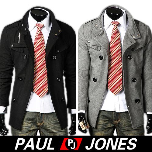 PJ New Mens Wool Jacket Trench Coat Fashion Blazer 4siz  