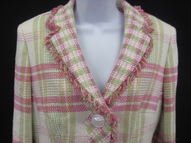 RENA LANGE Pink Boucle Button Front Blazer Jacket Sz 10  