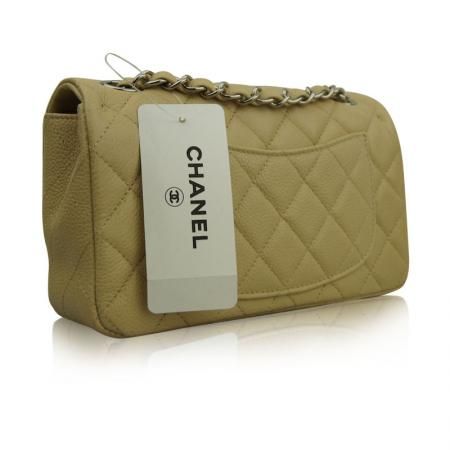 NWT Chanel Classic Medium / Large Quilted Caviar Leather Flap Bag 