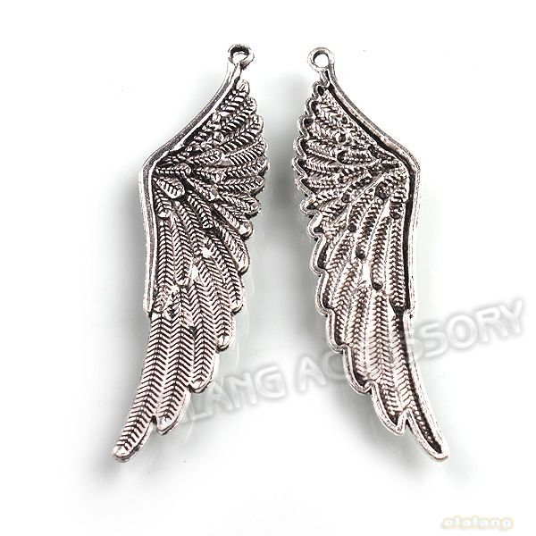 30 Wholesale Antique Silver Charms Wing Alloy Pendants Fit Necklace 