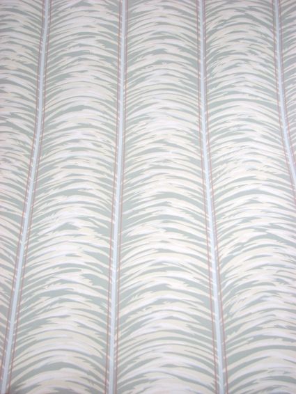 Green Cream Palm Leaves Striped 2 dbl rolls Wallpaper  