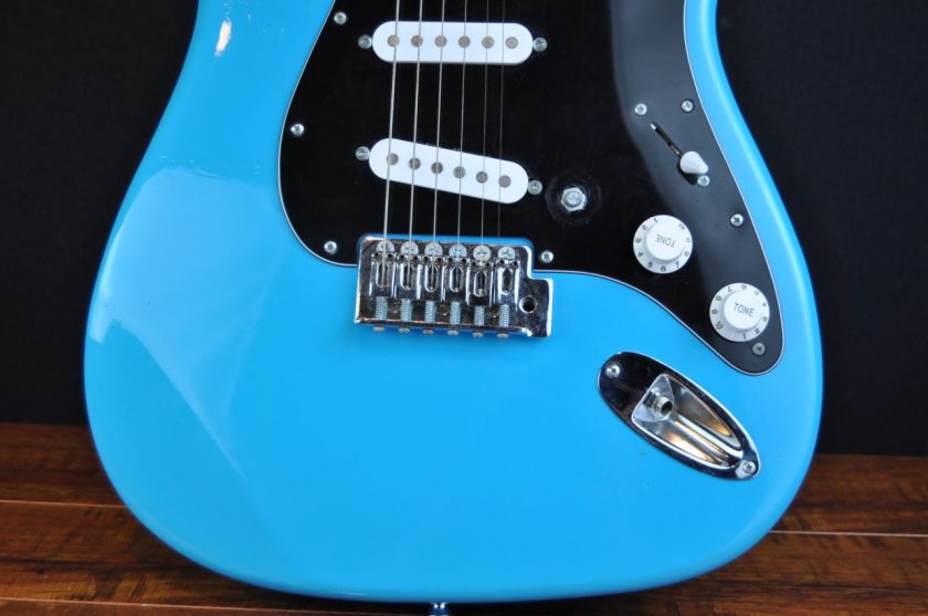 CRESCENT Strato Style Electric Guitar Blue Finish w/ Black Pickguard 