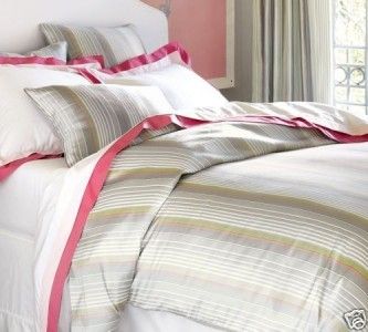 Pottery Barn ELIZABETH Stripe Duvet CAL KING ~100% SILK  